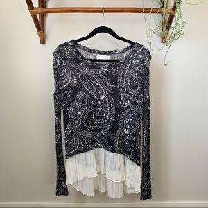 Abercrombie and Fitch Knit Paisley Ruffle Top
